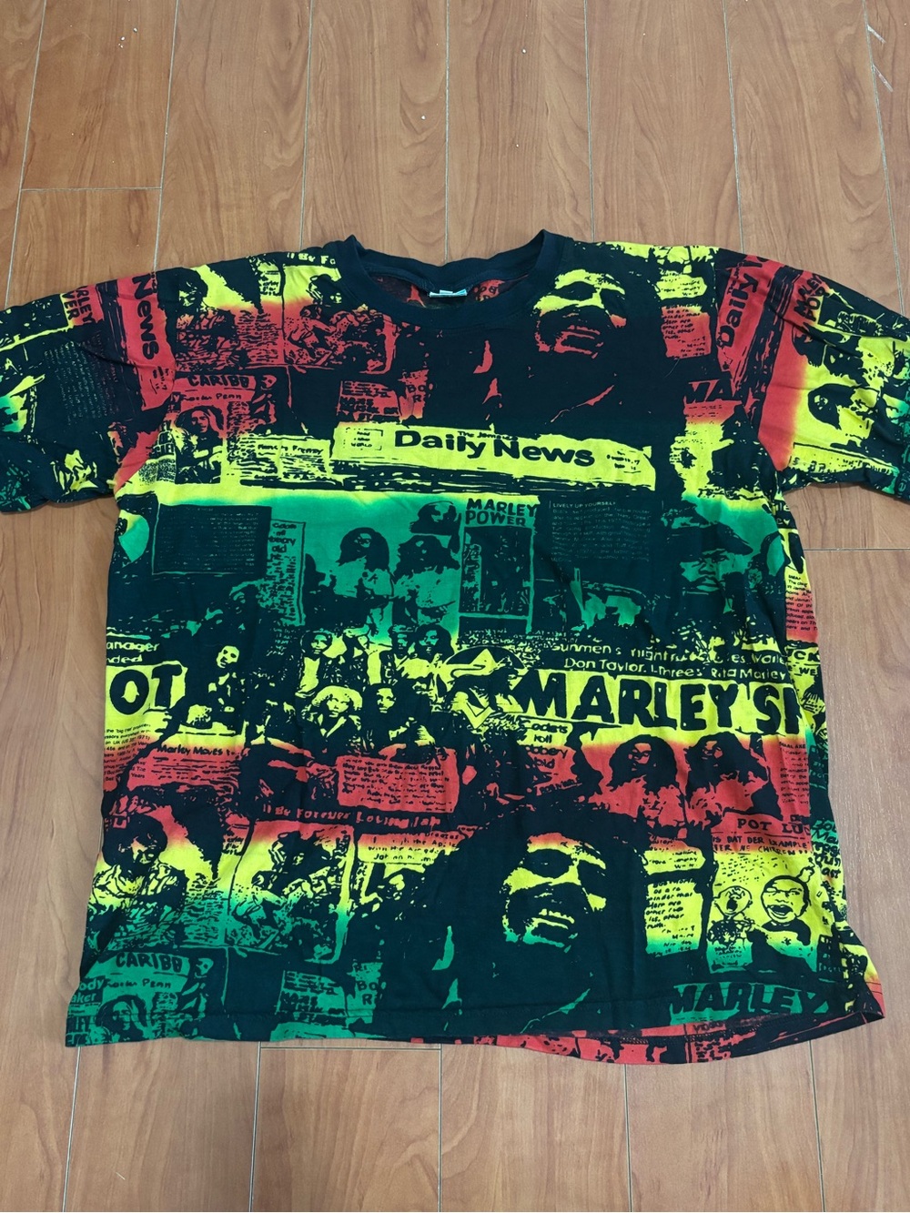 Vintage Bob Marley Rasta AOP Graphic Tee - Size XL